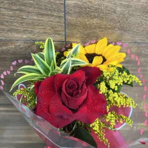 Ramalhete Rosa Vermelha e Girassol