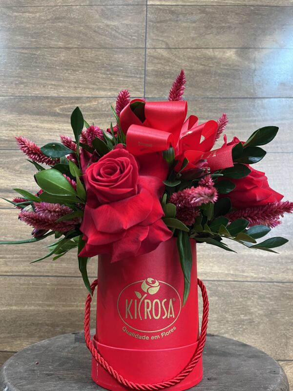 Mini BOX Romântica Rosas Vermelhas e Astromélia