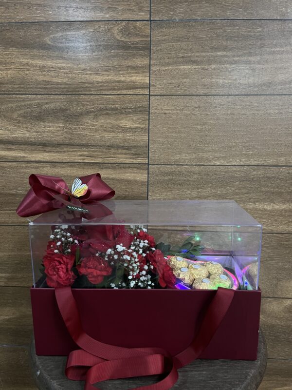 Sacola com Rosas, Chocolate coração com luz de Led - Imagem 3