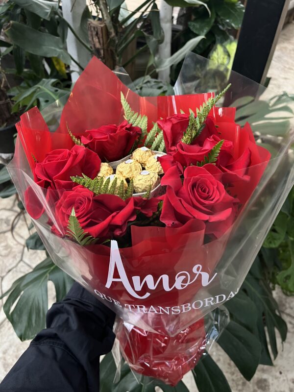 Topiaria 6 Rosas + Ferrero Rocher - Imagem 4