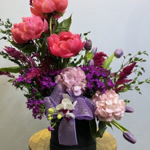 Box Luxo M Orquídeas, Peônias, Tulipas, Hortênsias