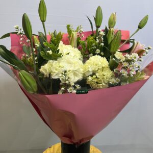 Buquê G Lírios Cor de Rosa & Hortências Brancas