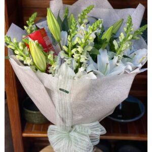 Buque de Lírios e Boca de Leão com Chocolate