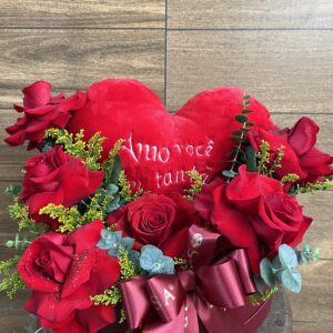 BOX rosa Importada + Coração de pelúcia com braço