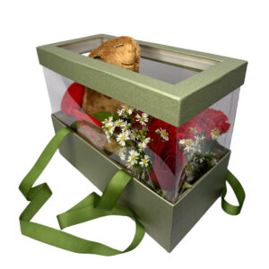 BOX TE LEVO COMIGO, com Rosas + pelúcia