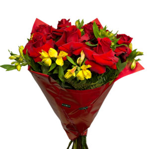 Buquê 12 ROSAS Colombianas + Astromélia