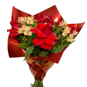 Buquê 6 ROSAS Colombianas e Astromélia